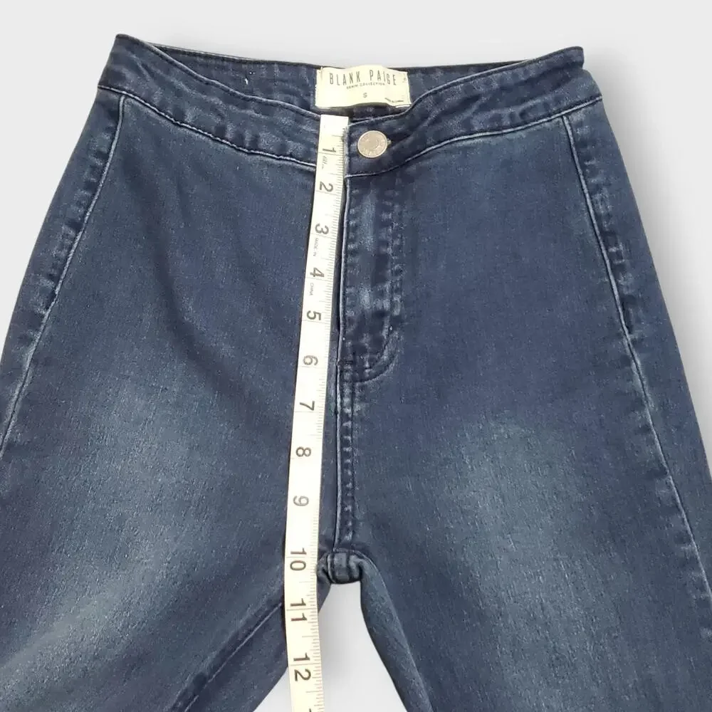 Blank Paige Womens Jean Dramatic Flare Bell Bottom Dark Wash Small Retro Rave - Picture 8 of 12